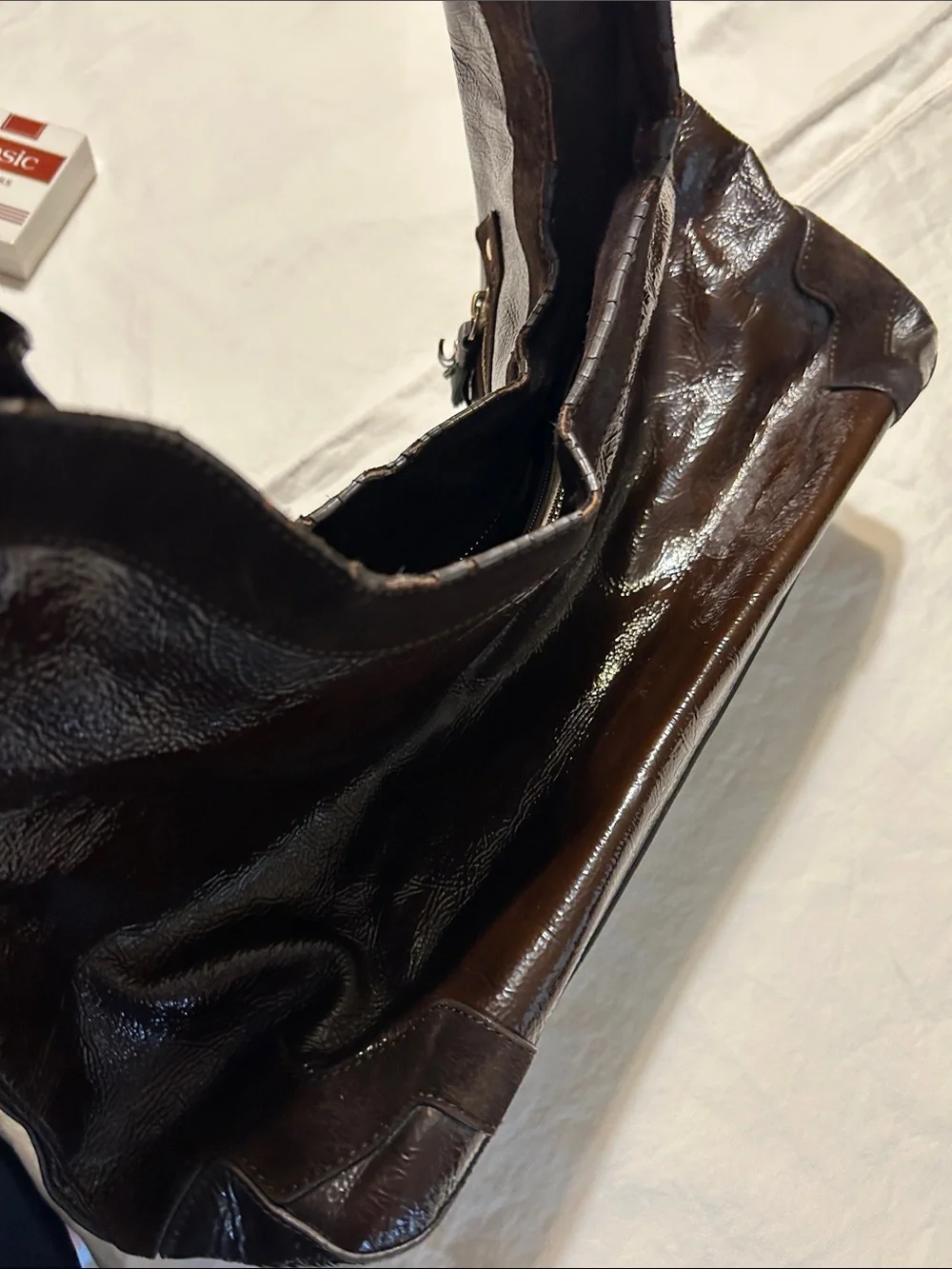 Anya Hindmarch Dark Brown Leather Messenger Shoulder Bag